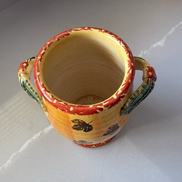 Italica ARS Pottery Vase Jug Pitcher Double Handle HandPainted Italy Mid Century - Picture 3 of 8